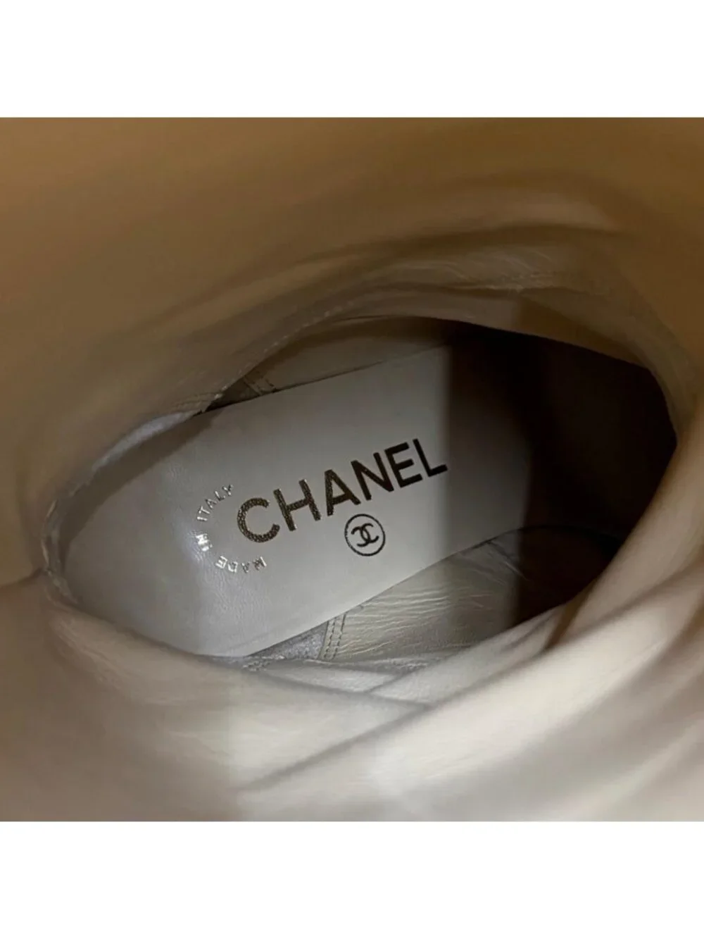 Chanel CC Logo Leather Long Boots Black Gold